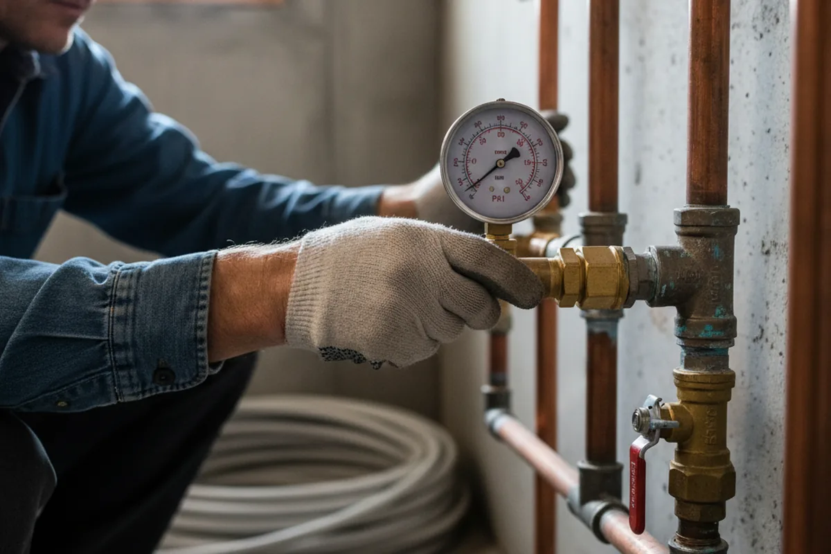 Pressure testing a repaired line during Water Line Repair in White Bluff